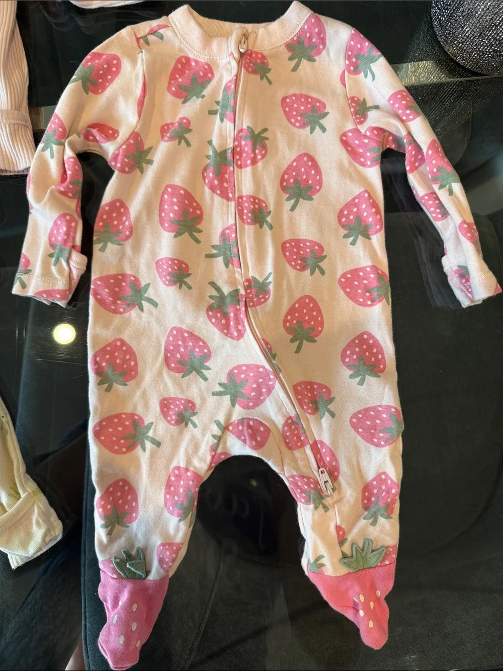 Old Navy Pink Strawberry & Pastel Print Baby One-Piece Sleepers - 4-Pack